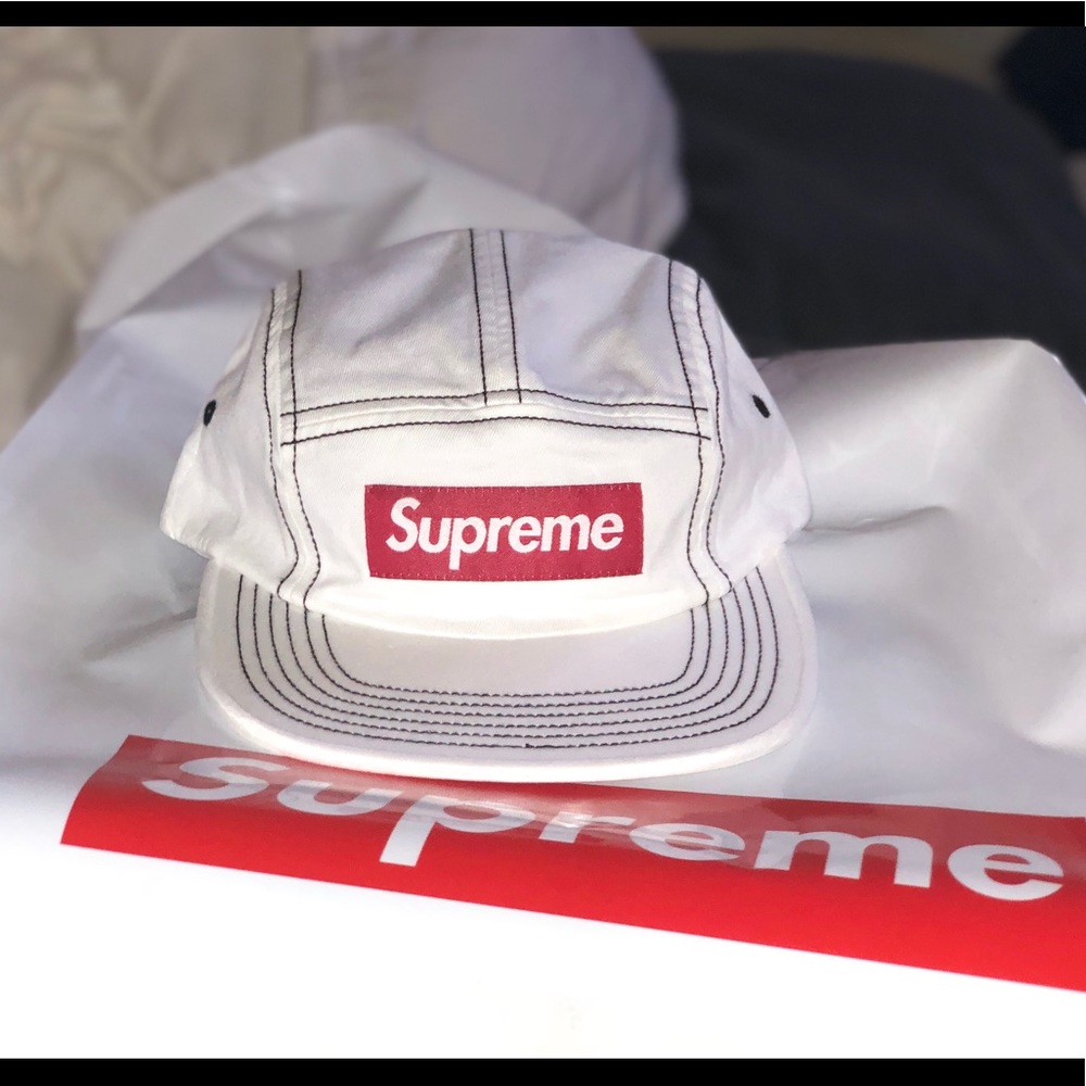 SUPREME CONTRAST STITCH CAMP HAT SS18